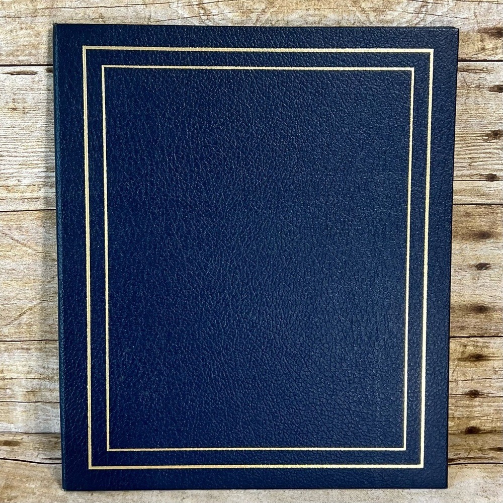 Hallmark Vintage Navy Blue Gold Foil Certificate Album MB 5192 Stars On Blue